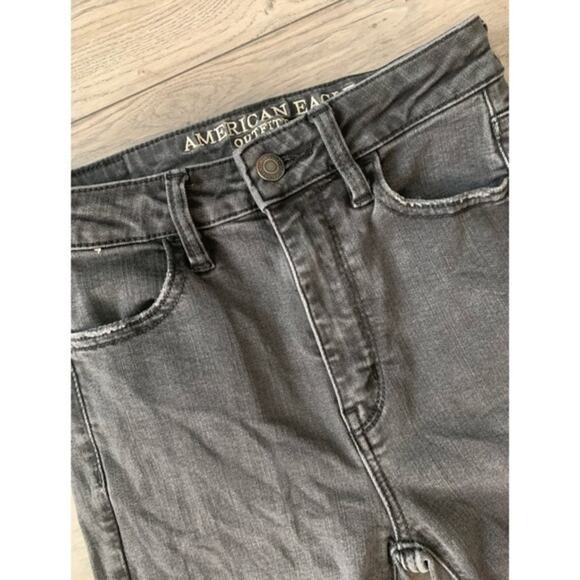 AEO 10” Super High-Rise 24x26 Distressed Jeggings Charcoal Size 0 Short - Picture 3 of 7